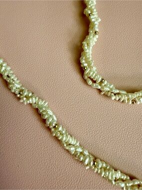 Vintage Seed Bead Twisted Multi-strand Necklace with Gold Tone Accents and Clasp